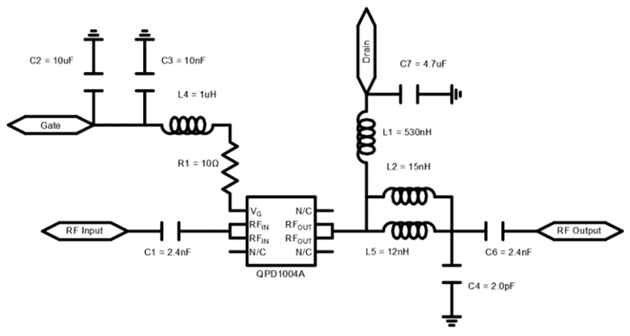 Schaltplan - Qorvo QPD1004AEVB Evaluierungsboard